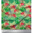 thumbnail image 1 of Soimoi Poly Georgette Fabric Tropical Leaves & Flamingo Bird Print Fabric by The Yard 52 Inch Wide, 1 of 3