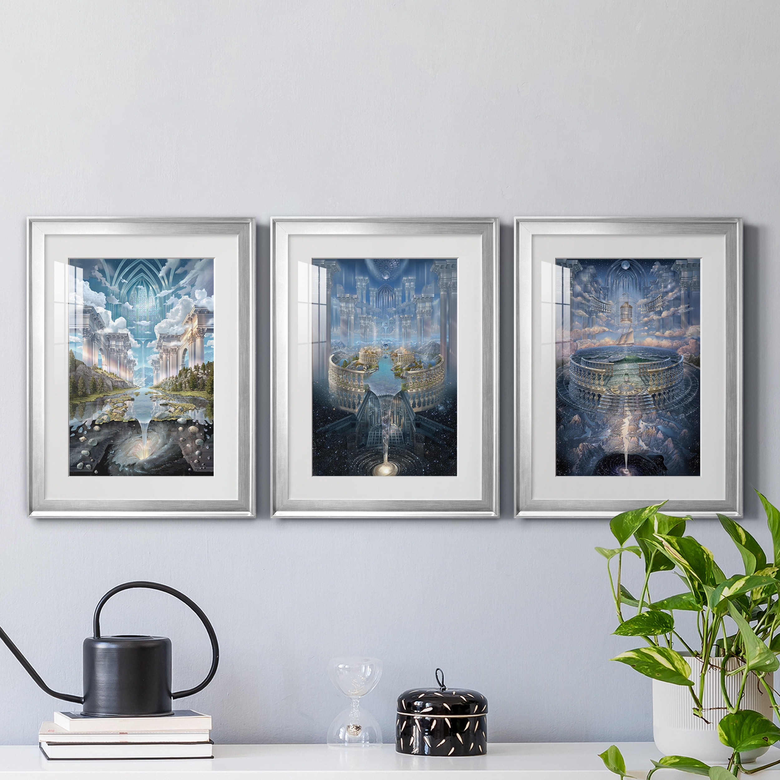 Genesis II Premium Framed Prints Set of 3 - Ready to Hang - 22 x 30 Each - Silver Frame