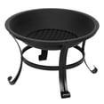 thumbnail image 6 of 22'' Fire Pit for Outside, SEGMART Outdoor Iron Fire Pit Bowl with Spark Screen, Poker, Wood Burning BBQ Grill Fire Pit, Backyard Patio Garden Bonfire Pit for Camping Outdoor Heating, 6 of 11