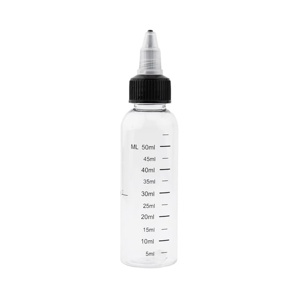 Botellas graduadas con tapas de plástico transparente, dispensadoras para salsa, aceite, pintura, pegamento, a prueba de fugas, reutilizables, para condimentos, cocina, manualidades y laboratorio.