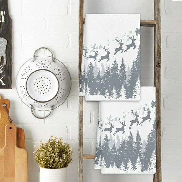 Dvkptbk Polyester Hand Towels 2-Pack Kitchen Dishes Towels Merry Christmas 25.9 X 17.7 in Winter Drying Cloth Tea Towels for Cooking and Baking Holiday Products Christmas Decorations
