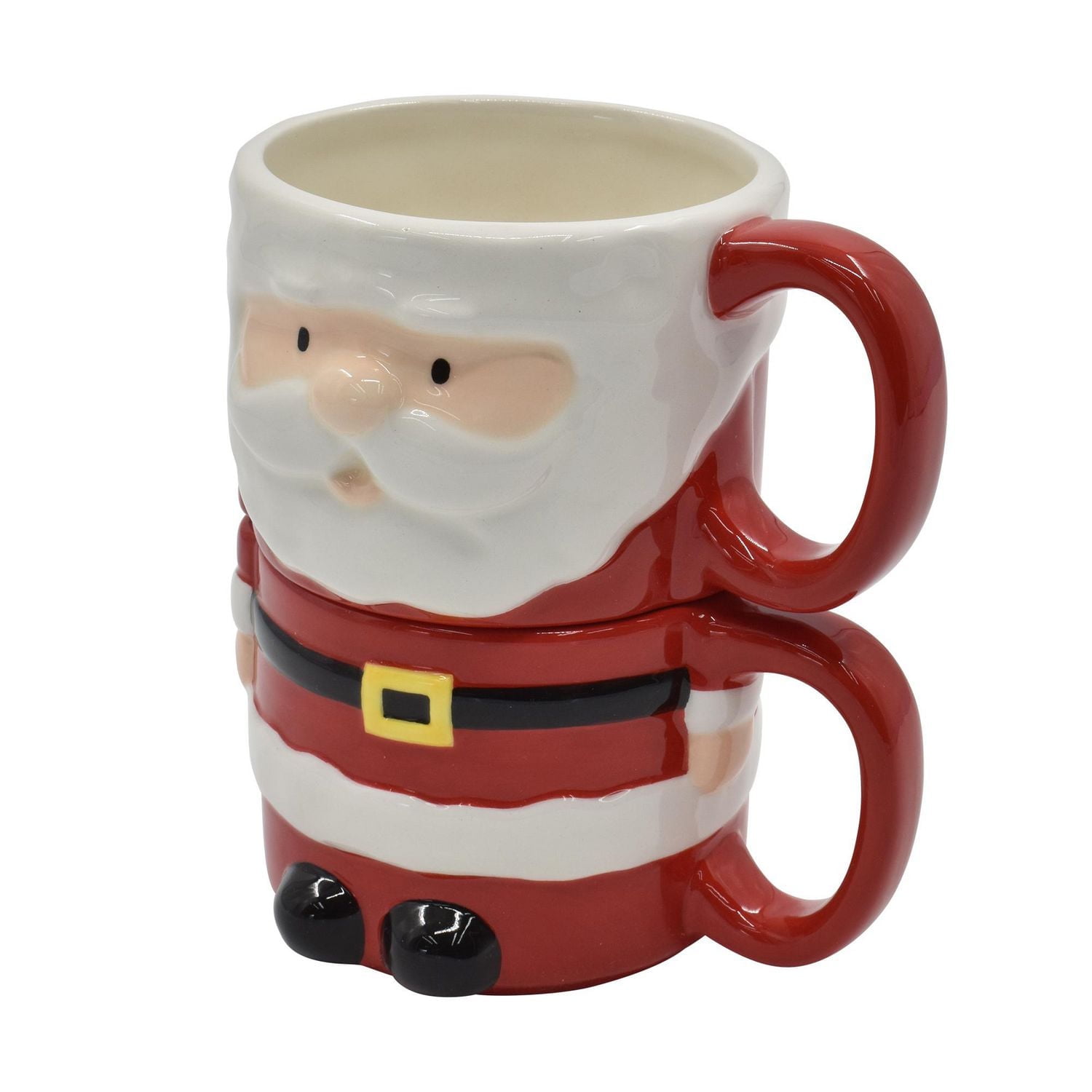 HOLIDAY TIME SET OF 2 DOLOMITE SANTA DESIGN MUG SET
