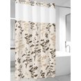 thumbnail image 2 of No Hook Shower Curtain with Snap-in Liner, Brown Beige Botanical Waterproof Fabric Bathroom Curtains, Rustic Country Spring Floral Summer Leaf Bath Curtains & Mesh Top Window 54"x78", 2 of 9