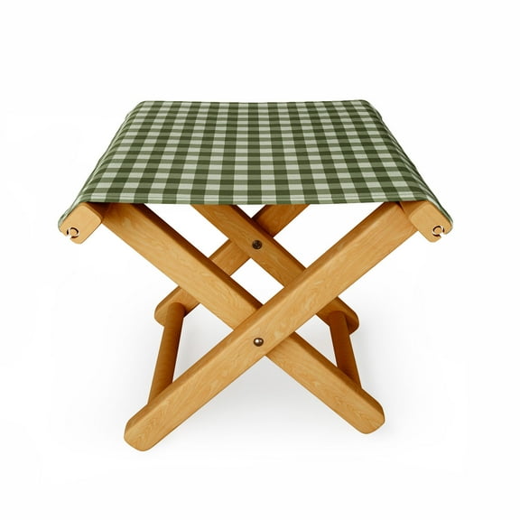 Society6 Colour Poems Gingham Pattern Moss Folding Stool