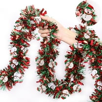 50 Feet Green Red Christmas Metallic Tinsel Twist Hanging Garland with Snowflake for Home Mantle Xmas Tree Staircase Railing New Year Holiday Party Indoor Outdoor Decorations
