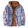 thumbnail image 2 of DPTALR Men Zipper Casual Hooded Fake Two Loose Thicken Lattice Jacket, 2 of 3