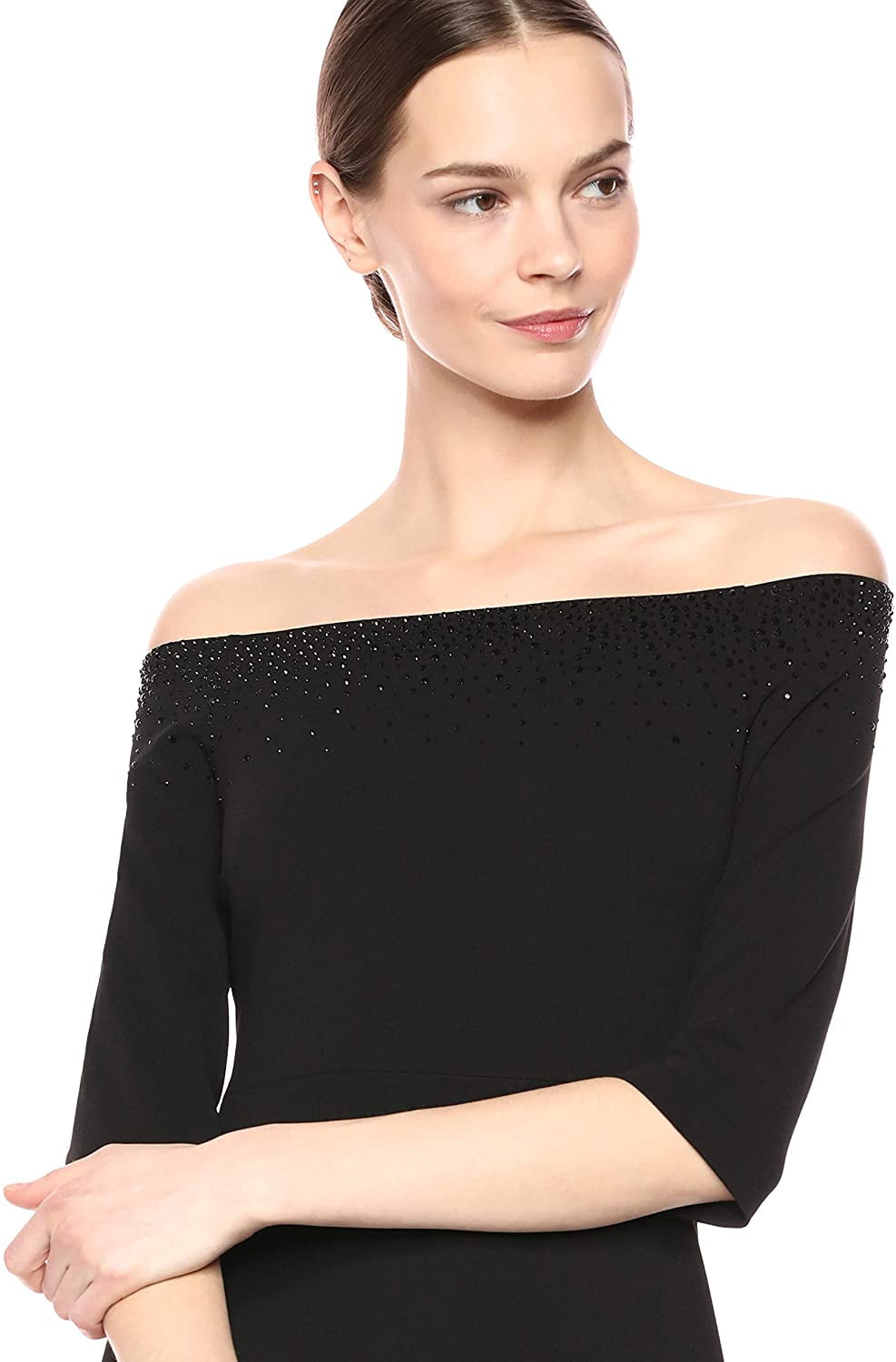 calvin klein off the shoulder high low dress