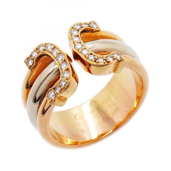 Pre-Owned Cartier Ring 2C 18K Yellow Gold (KYG), White (18KWG), Pink (18KPG), Diamond, Size...