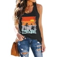 thumbnail image 2 of haizhen Racerback Tank Tops for Women Loose Fit Evening Sun Palm Tree Printed Sleeveless Athletic Running Vest Casual Summer Workout Clothes Black, L, 2 of 5