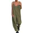 thumbnail image 2 of Jumpsuit Women Summer Casual Jumpsuits Spaghetti Strap V Neck Loose Romper With Pockets,Green Women'S Polyester Jumpsuit 5XL, 2 of 5