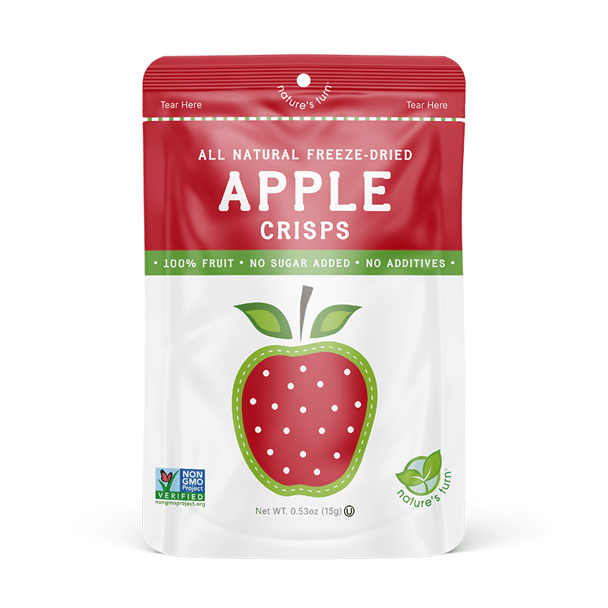 Nature’s Turn Freeze-Dried Apple Crisps, No Added Sugar, Healthy Natural Fruit Crisp Snack for School Lunches, 12 Pack (0.53 oz Each)