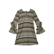 Ally B Girl's Metallic Tapestry Dress with Pendant Necklace