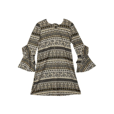 Ally B Girl's Metallic Tapestry Dress with Pendant Necklace