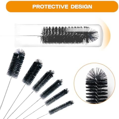 Straw Cleaner Brush Set,6 Piece 12" Long Pipe Tube Bottle Brushes for Cleaning Narrow Neck Bottles,Coffee Maker,Glass Cups