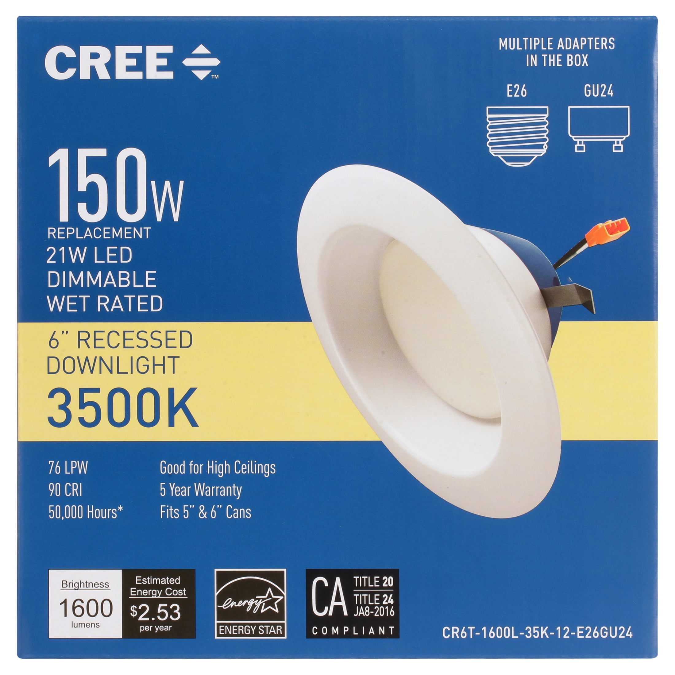 Cree Lighting CR T 6 inch LED Retrofit Downlight 150W Equivalent