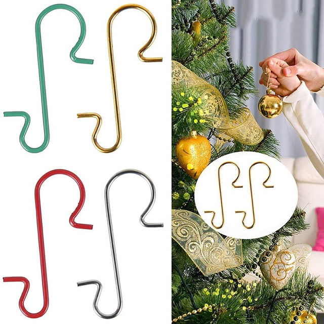 100Pcs Crochet de Noël en Forme de S Briser Résistant Pendentif Boule d'Arbre en Acier Inoxydable Décorations de Noël