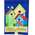 thumbnail image 1 of Evergreen Burlap House Flag - Birdhouse Gathering, 1 of 1