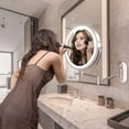 thumbnail image 4 of Fixdono Vanity Mirror with Lights, 8"  Makeup Magnifying Mirror Double-Sided 1X/10X Magnifying- 3 Color Light, Touch Dimming, 360° Swivel, Extendable, Wall Mounted- Silver, 4 of 11