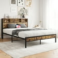 thumbnail image 2 of Queen Bed Frame with Storage Headboard, Metal Platform Bed with Charging Station, Bookcase Storage, No Box Spring Needed, Easy Assembly, Noise-Free, Black, 2 of 7