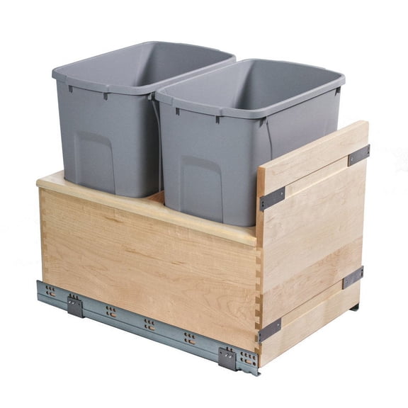 14-7/8 in. Wide Double 35 qt. (8.75 Gallon) Gray Pull Out Bottom Mount Waste Container