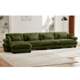 thumbnail image 3 of L Shaped Sectional Cloud Sofa, Convertible Deep 4 Seater Modular Couch for Living Room,Modern Velvet Comfy Upholstered Corner Couch Waist Pillows, Throw Pillows and Blostered Armrests,Olive green 9812, 3 of 12