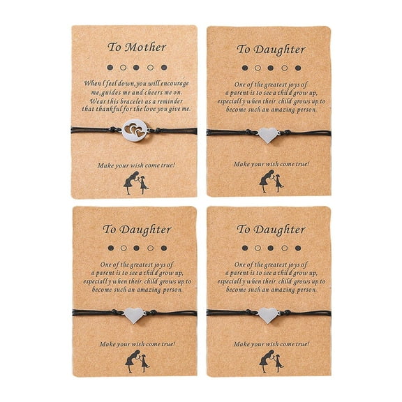 Necvior 4 Pieces Mother Daughter for Wish Bracelets Set Hollow Love Heart Matching Bracelets Sweet Jewelry Gift for Mom Daughter