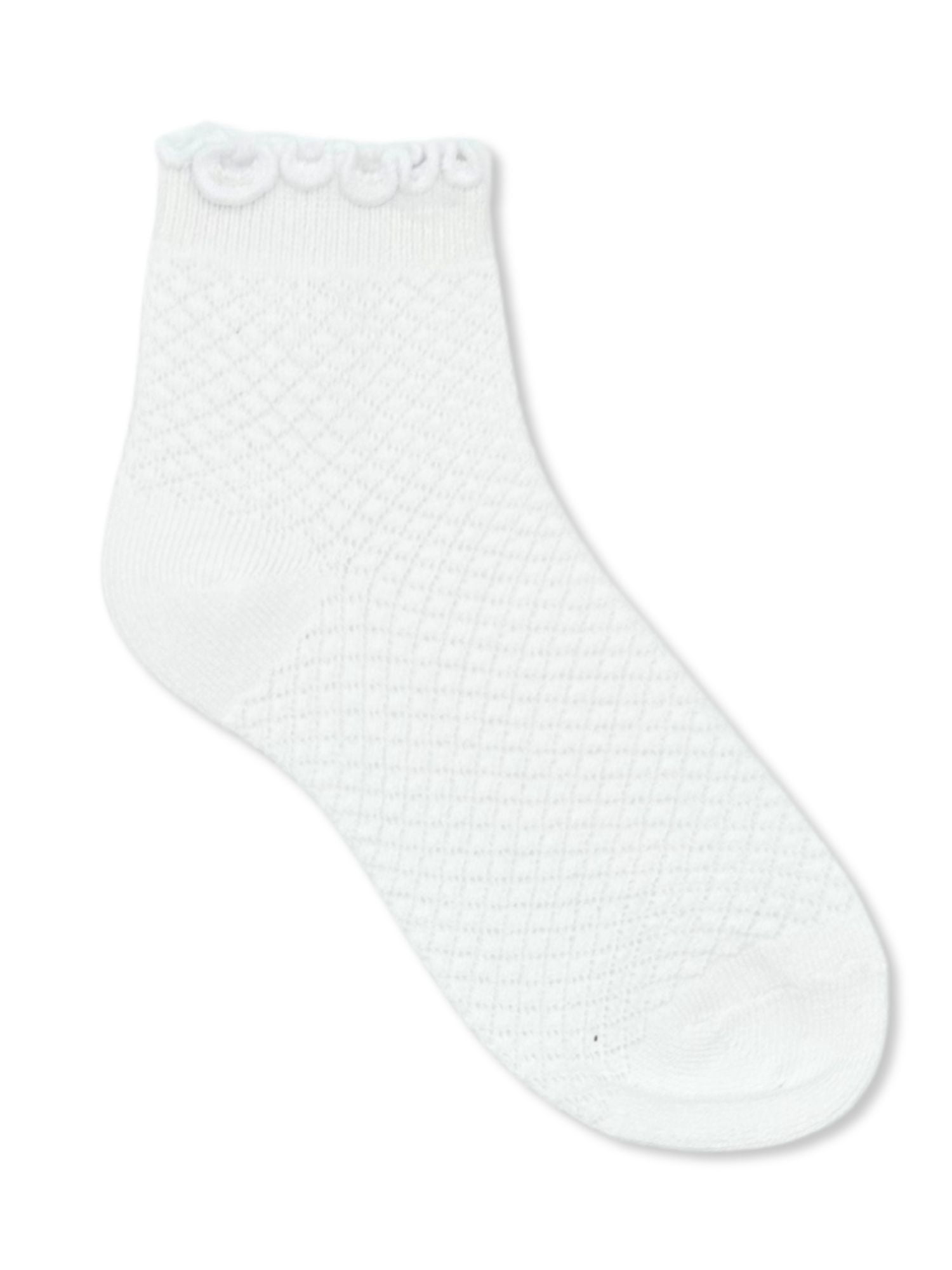 Wonder Nation Girls' Textured Lettuce Edge Ankle Socks, 3-Pack, Sizes S-L