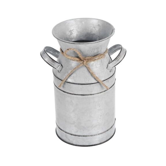 Specollect 1 Pcs Vintage Galvanized Metal Milk Can Flower Vase for Rustic Farmhouse Decor, French Country Style Floral Container for Home Table Centerpiece
