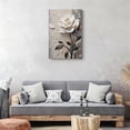 thumbnail image 4 of "White Peony" Canvas Wall Art, Impasto Floral Framed Decor, Modern Abstract Flower Artwork for Bedroom Living Room, Neutral Minimalist Home Decor Ready to Hang 12"x18", 4 of 5