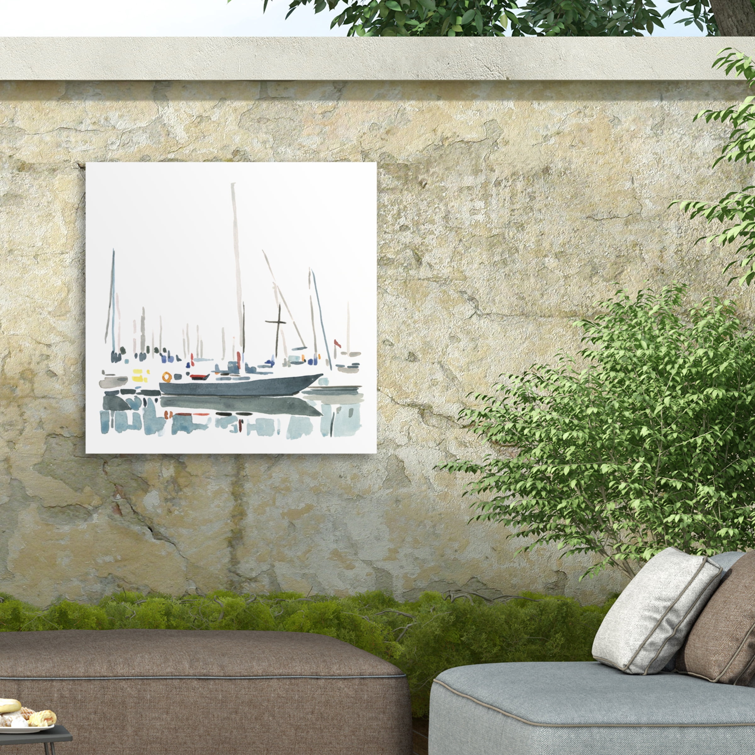 Emma Caroline 'Sailboat Scenery I' Outdoor Canvas 35x30