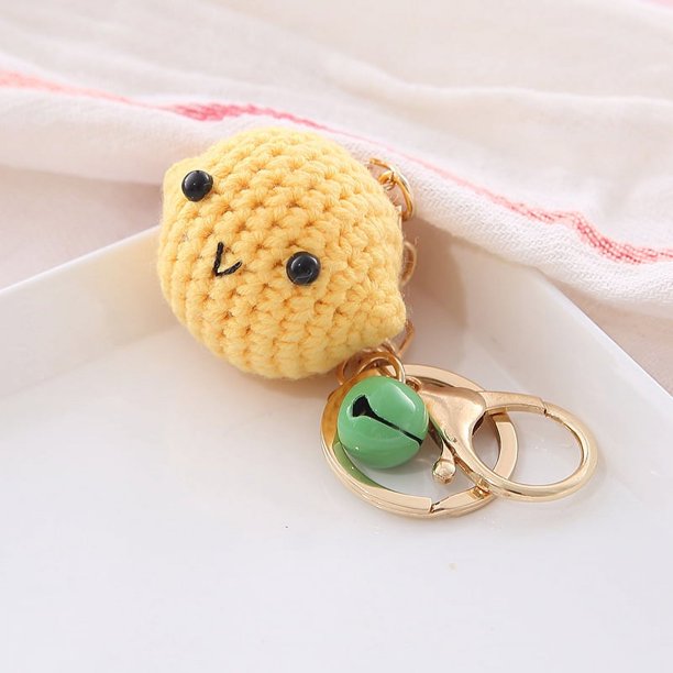 Llavero con forma de bola de peluche, colgante creativo, llavero tejido a mano con forma de fruta, colgante de peluche