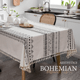 thumbnail image 2 of AUQ Table Cloth,Romantic Tassel Design Tablecloths,Upgraded TPU Coating Table Cover,140*140CM,Style1, 2 of 7