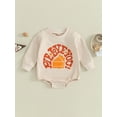 thumbnail image 2 of Wassery Baby Girls Boys Thanksgiving Romper Long Sleeve Crewneck Letter Pie Print Bodysuits 3M 6M 12M 18M 24M Infant Fall Thanksgiving Onesie, 2 of 8