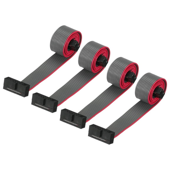 IDC 12Pin Flat Ribbon Cable, 1.27mm Pitch FC to FC Connector 20cm Length Grey Jumper Wire Computer DVD, 4Pcs