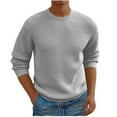 thumbnail image 2 of UVEASISHA Mens Crewneck Pullover Sweater Waffle Knit Long Sleeve Textured Sweaters Business Casual Dress Sweater Solid Color Knitted Shirt Gray L, 2 of 5