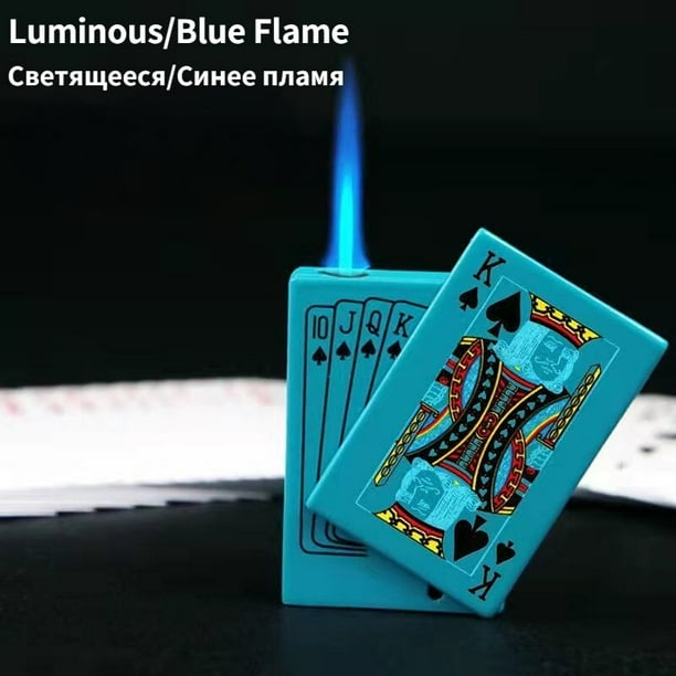 Juego de cartas creativo Ace of spades, encendedor de butano a prueba de viento, encendedor de metal recto, juguete divertido de metal para hombres