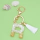 thumbnail image 1 of Llavero R: Letra Tassel Blanca Nueva, Colgante de Cuarzo Gota, Bolso de Moda, 1 of 2