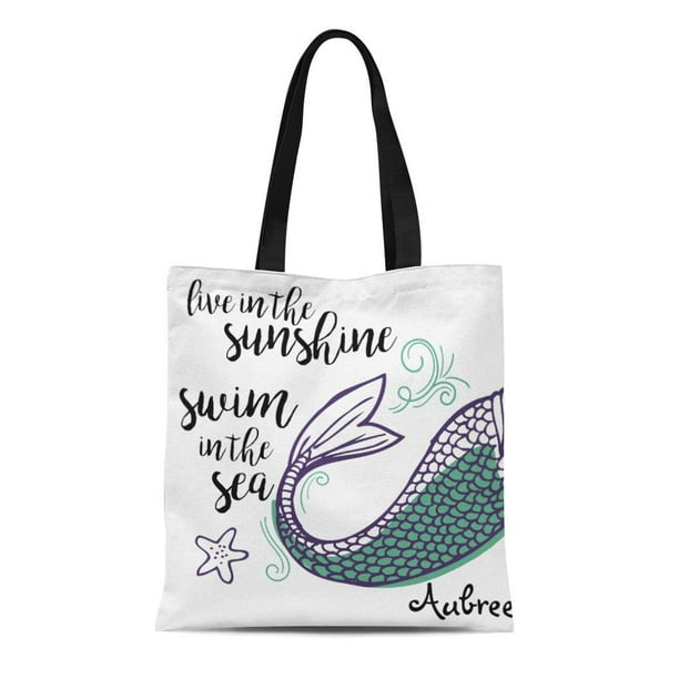 JSDART Canvas Tote Bag Live Mermaid Tail Tote the Sunshine Swim