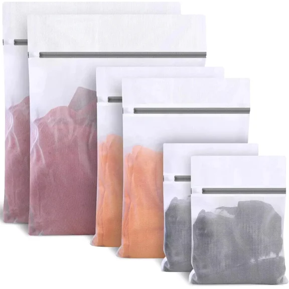 6 Pcs Mesh Laundry Bags For Delicates, 3 Size Laundry Bag With Premium Zipper,
