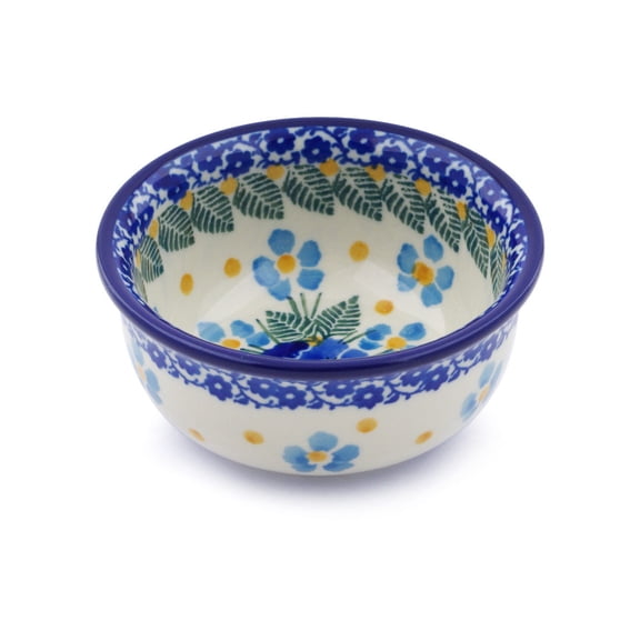 Polish Pottery Bowl 3-inch Polmedia Blue Dreams Theme Hand Painted in Boleslawiec, Poland   Certificate of Authenticity