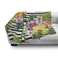 thumbnail image 3 of Floral Soft Flannel Fleece Blanket, Bouquet with Lily Dahlia Palm Begonia Leaves Orchid Flowers on a Striped Background, Cozy Plush for Indoor and Outdoor Use, 50" x 70", Multicolor, by Ambesonne, 3 of 6