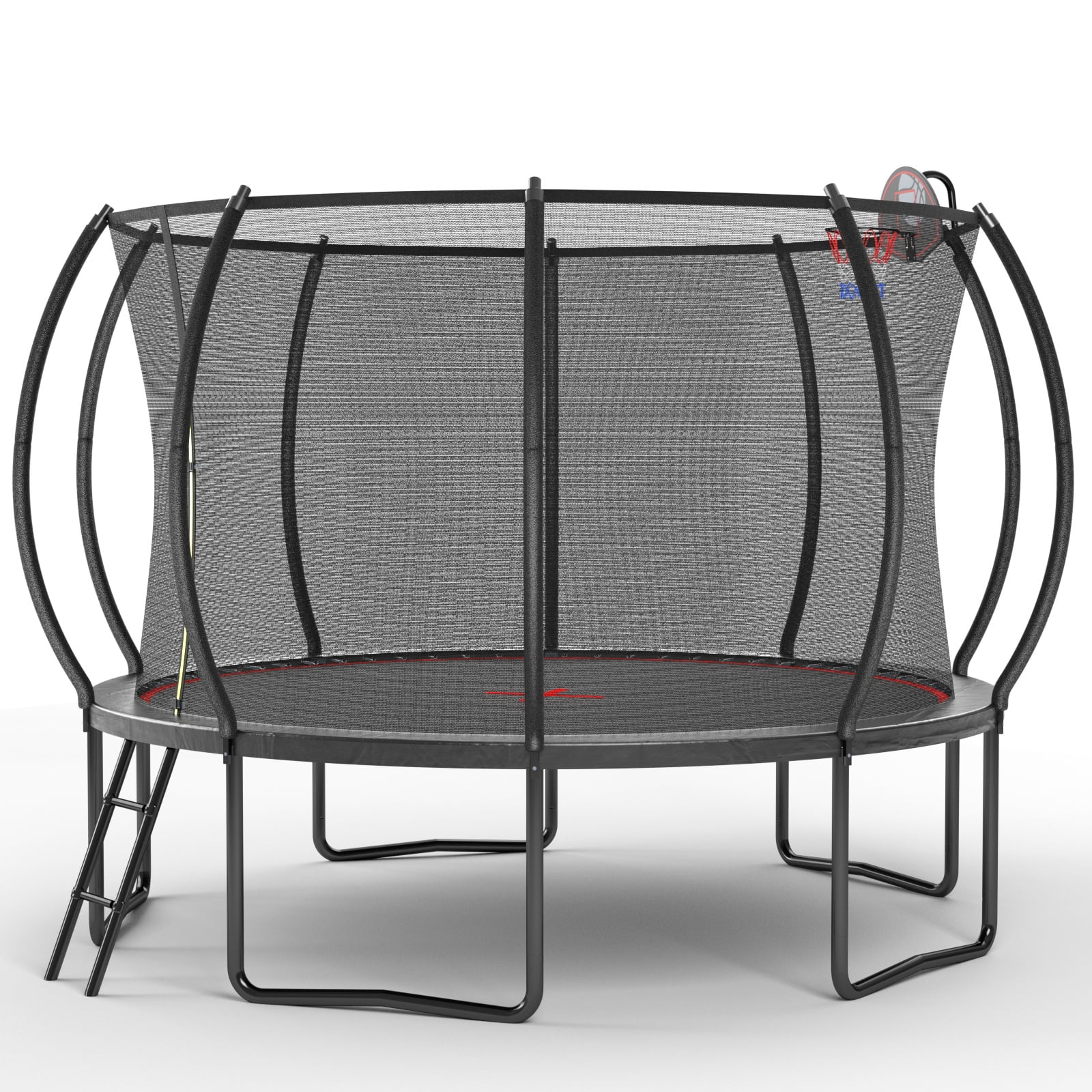 Alvantor 12Ft Trampoline for Kids, Pumpkin Trampoline with Basketball Hoop,Outdoor Trampolines for Yard Black