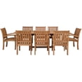 thumbnail image 3 of 9 Piece Teak Wood Outdoor Patio Dining Set including Rectangular Extension Table with 8 Abacho Arm Chairs, 3 of 6