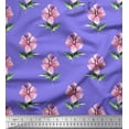 thumbnail image 1 of Soimoi Purple Poly Georgette Fabric Dot & Floral Printed Fabric 1 Yard 52 Inch Wide, 1 of 3