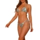 thumbnail image 4 of Conjuntos de bikini de triángulo con cuello halter para mujeres INSPIRE CHIC, con lazo lateral, bikini de 2 piezas con rayas, pequeño, verde, 4 of 4