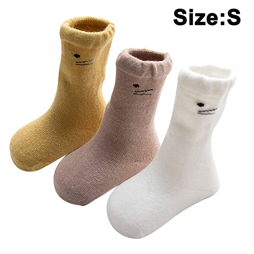 Solid Color B, 1-3T 6 Pairs Baby Boy Girl Non Slip Socks Child Toddler Winter Thick Soft Wool Kids Warm Socks with Grips
