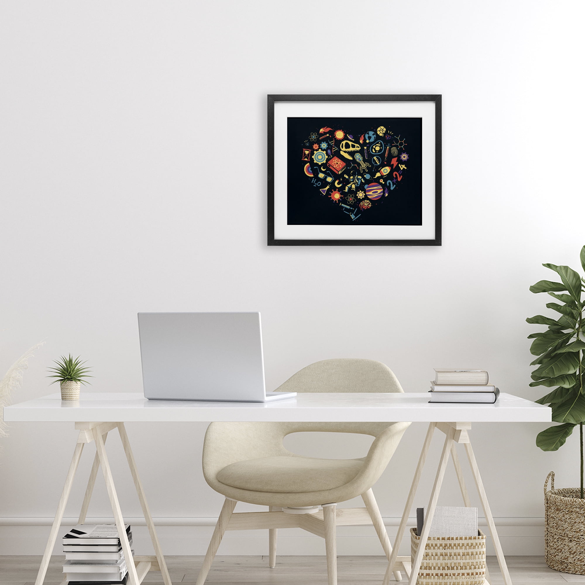 Stupell Industries Retro Science Heart Black Framed Print Under Glass, design by Tobe Fonseca