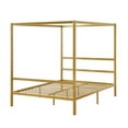 thumbnail image 3 of MINKUROW King Size Metal Canopy Bed,Square Tube Four-Poster Canopied Bed with Headboard and Footboard,Platform Bed Frame with Sturdy Slatted Structure,No Box Spring Needed,Noise Free,Gold, 3 of 5