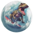 thumbnail image 3 of Surfing Dinosaurs Round Small Area Rug, Print Non Slip Washable Floor Mat, Soft Throw Rug for Living Room, Powder Room Entryway, Bathroom, Bedside, 3 of 7