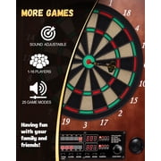 Yirinatek Electronic Dart Board, Decorative Dart Board Cabinet Set for Adults [12*Bronze Soft Tip Darts] [Cricket Game Mode]- Wooden Electric Dartboard Cabinet for Family Game Rooms [Apricot]
